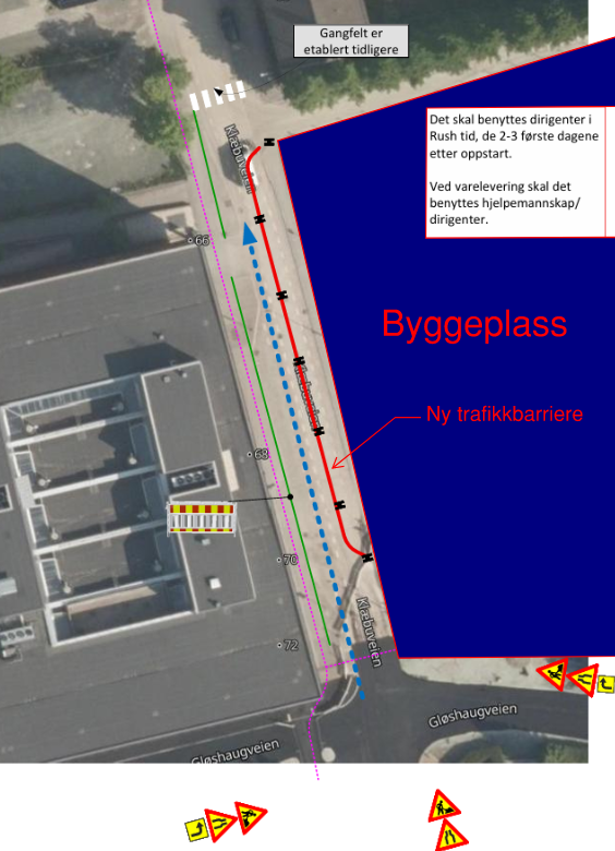 Endringer i trafikkbildet ved byggeplassen